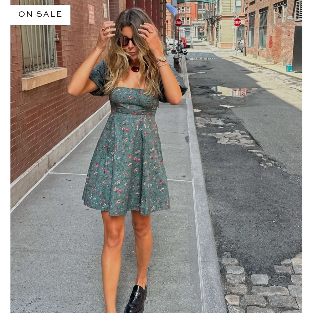 Hill HOUSE Matilda Mini Floral Green Fleur Chintz Dress